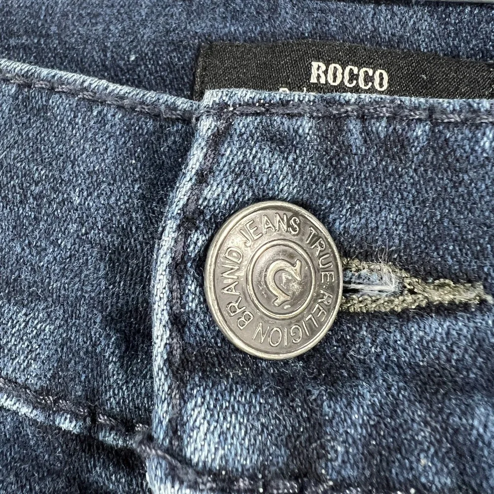 True Religion Rocco Jeans Mens 40 Distressed Relaxed Skinny‎ Big T Flap Pocket